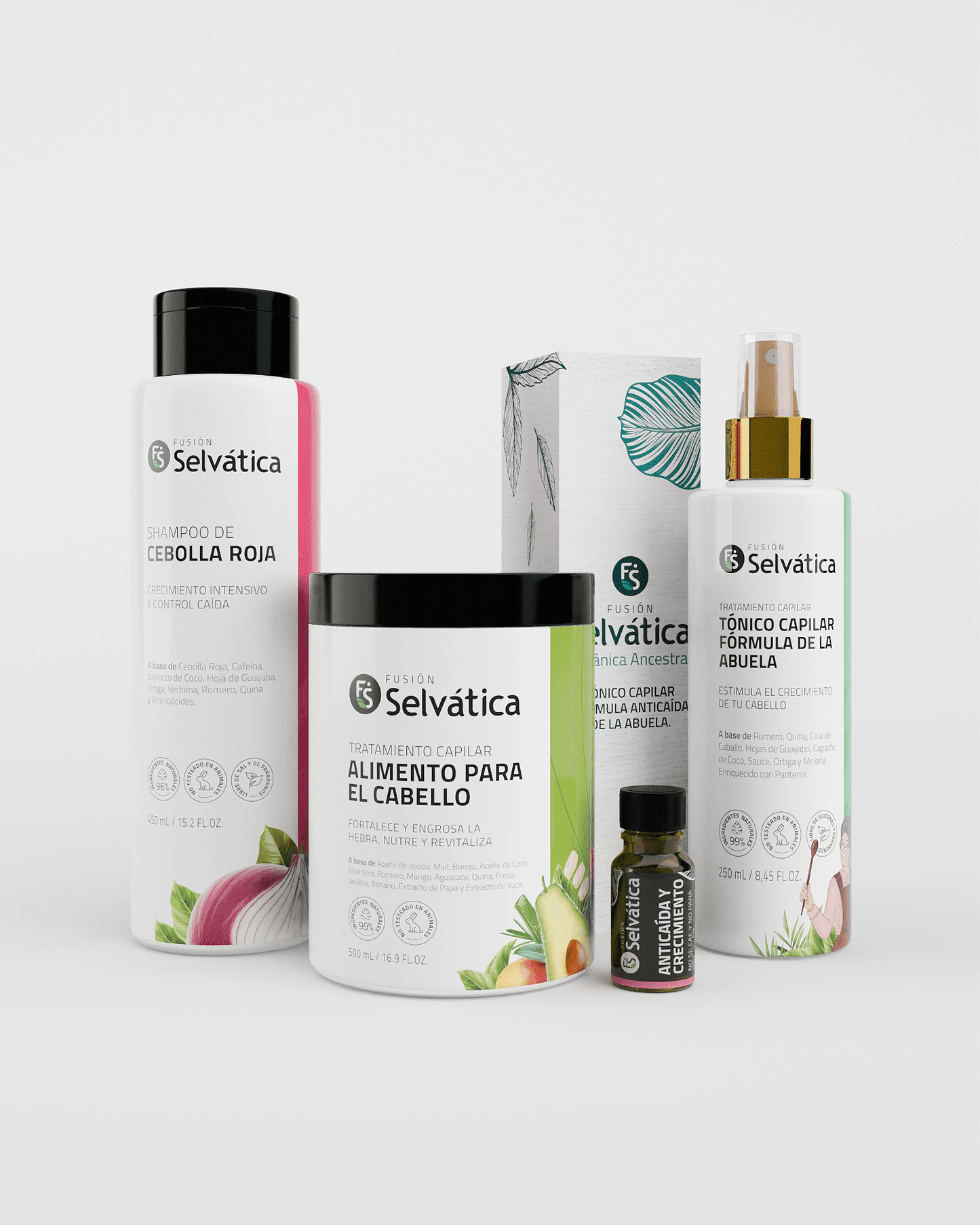 Kit Capilar Anticaída Mujer x4 – 100% Natural | Fusión Selvática