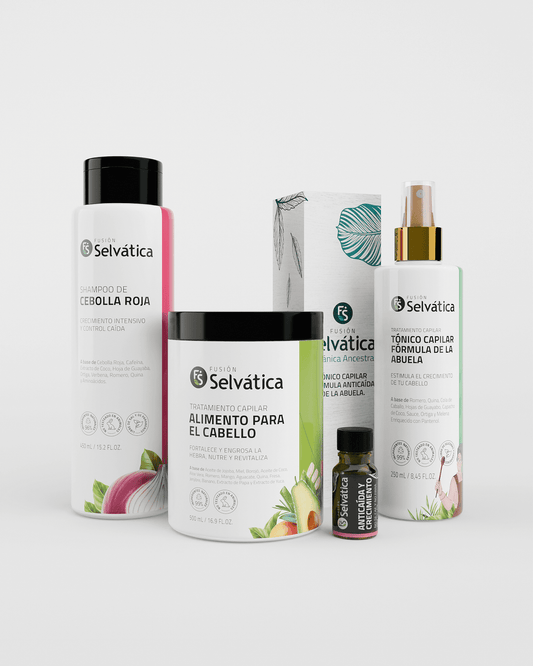 Kit Capilar Anticaída Mujer x4 – 100% Natural | Fusión Selvática